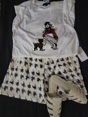 🆕️🏃‍♀️Jones New York Sport Geometric Print Joggers, Sz L & XL Blk/Wht